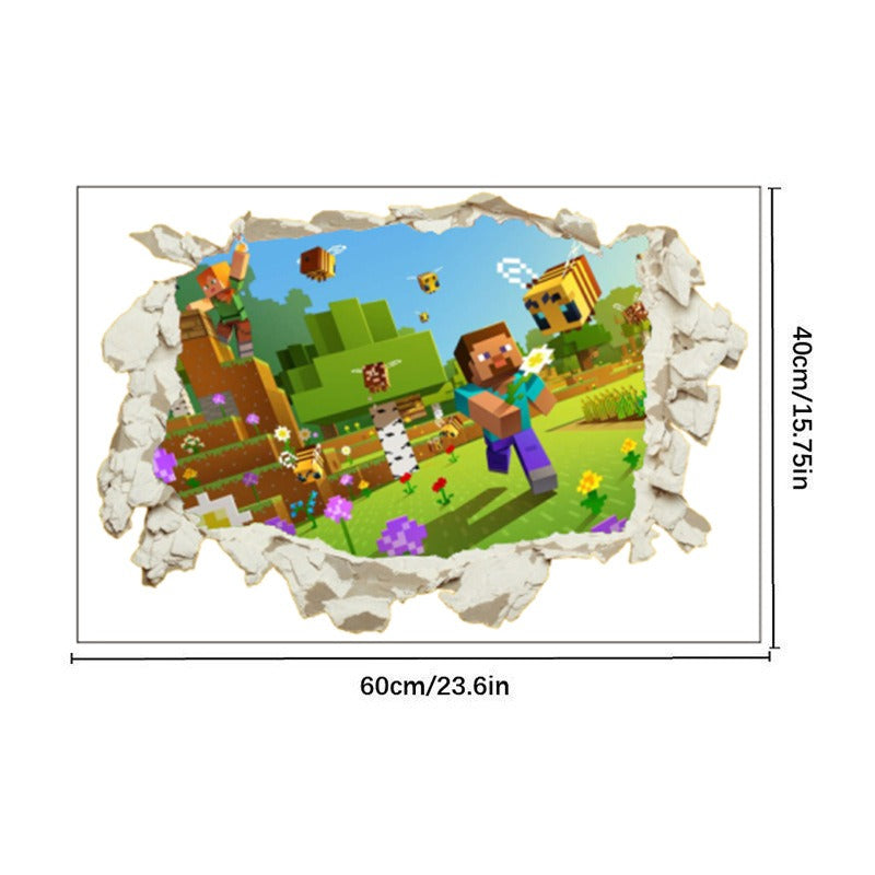 Minecraft run away My World Wall Stickers Living Room Children's Room Removable Decorative PVC Stickers