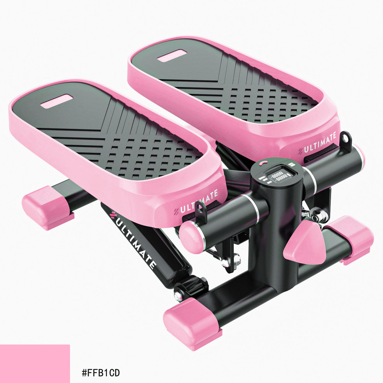 Home Office Exercise 330LBS Capacity Mini Stepper with Resistance Bands and LCD Monitor  Pink