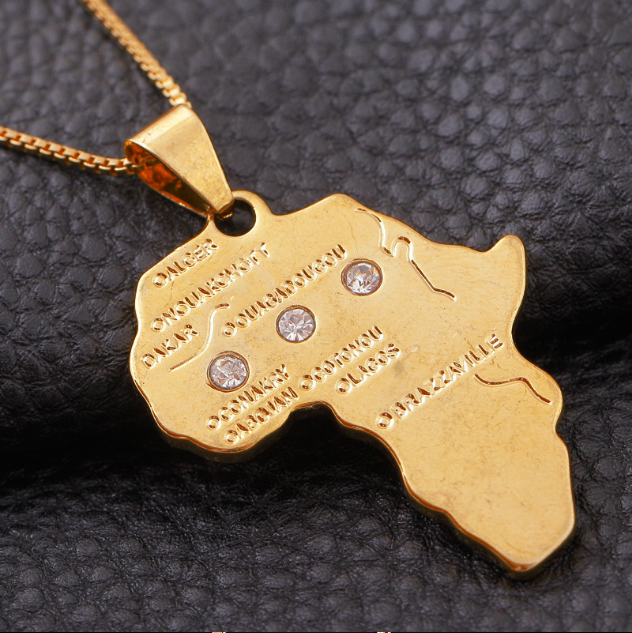 Map Pendant Necklace African Maps Hiphop Necklace