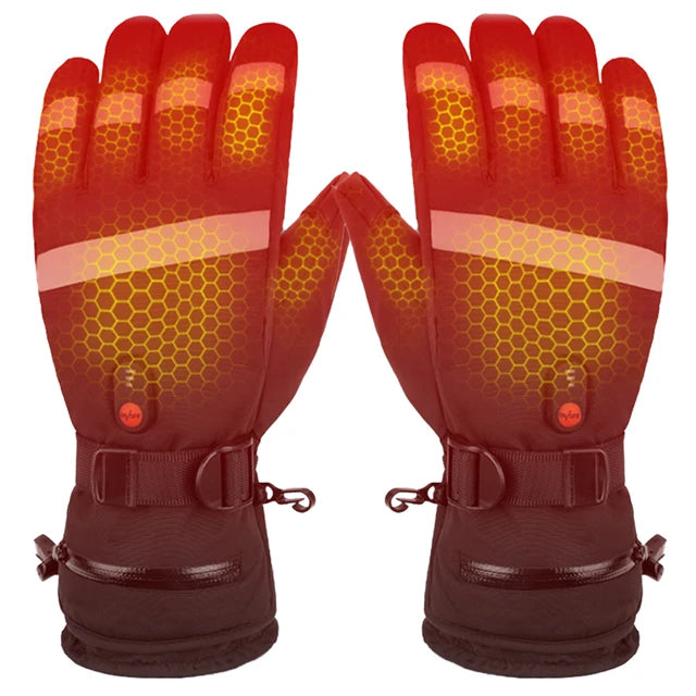 Heated gloves with touch screen charging and five finger heating for sports skiing electrically heated and warm gloves