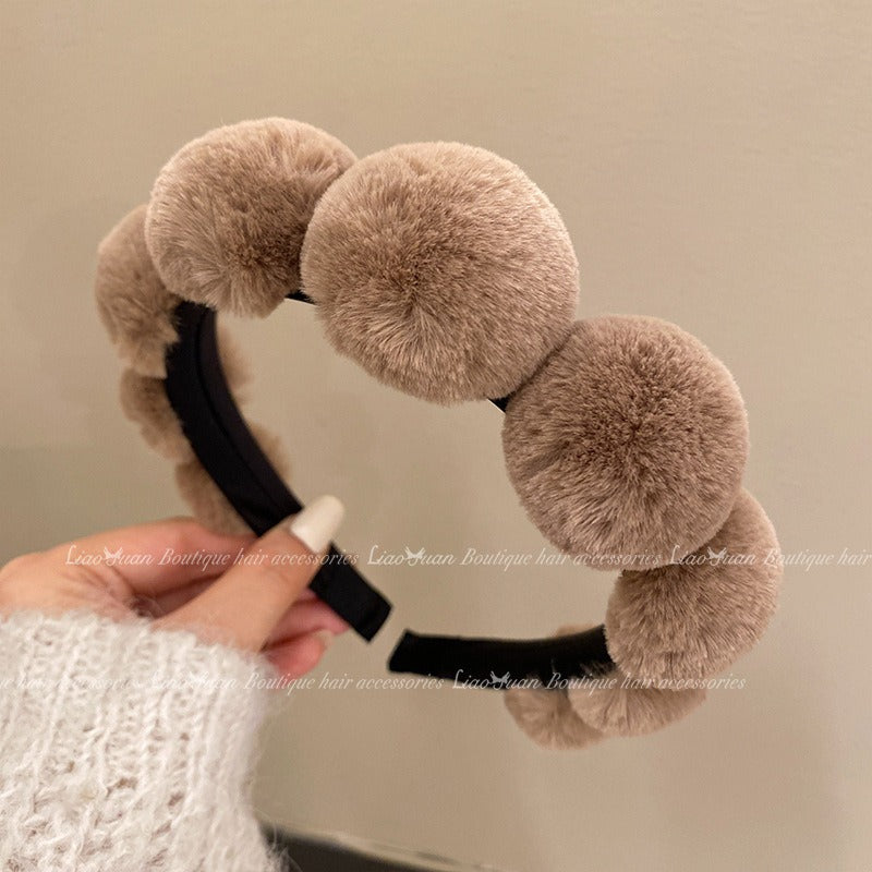 Retro plush hair hoop women's headband compression headband accessories