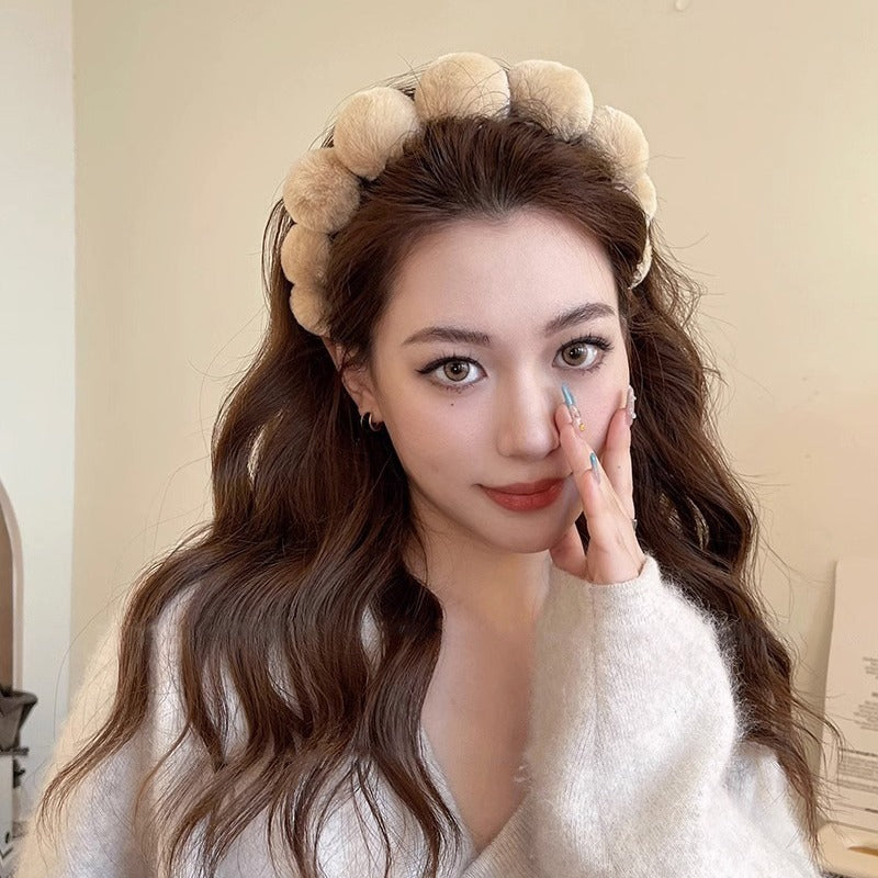 Retro plush hair hoop women's headband compression headband accessories