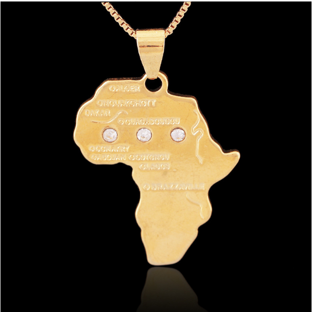 Map Pendant Necklace African Maps Hiphop Necklace