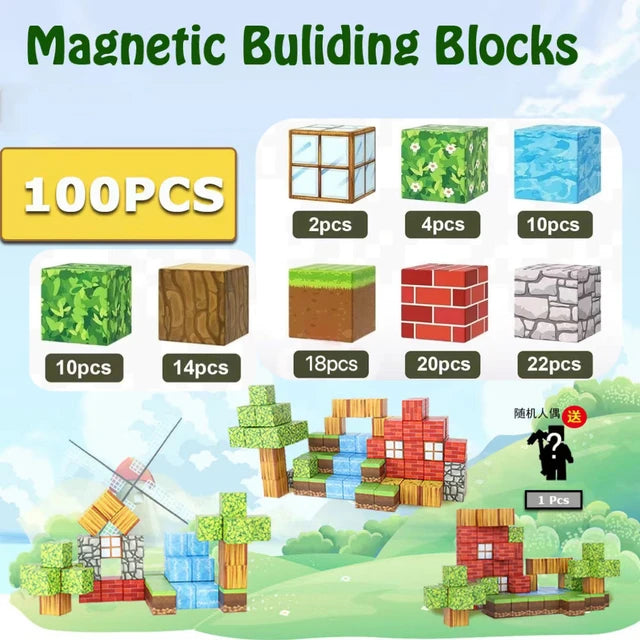 My World Magnetic Building Blocks Assembly Cube Building Magnetic Toys Mini Models Versatile Magnetic Blocks