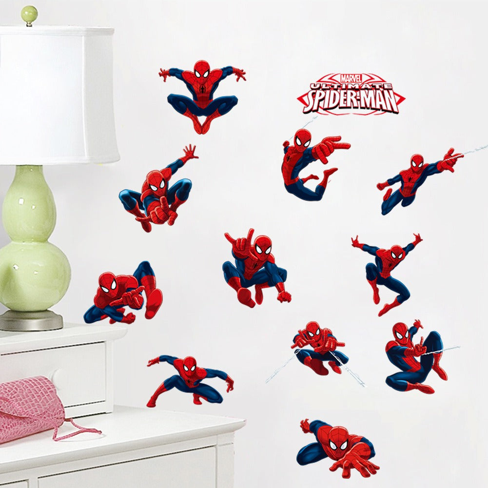 Spider Man Children's Room Bedroom Background Cartoon Wall Sticker