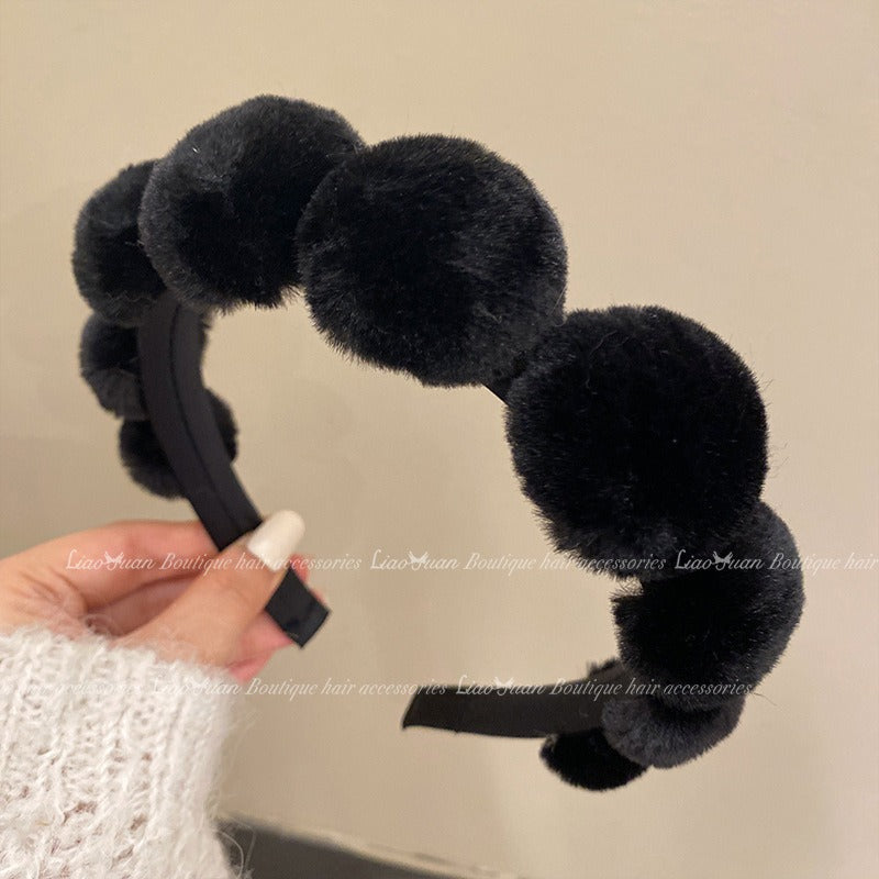 Retro plush hair hoop women's headband compression headband accessories