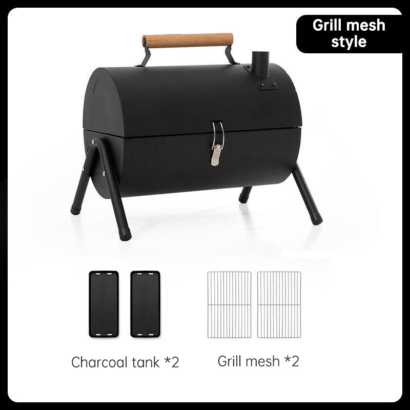 Outdoor portable double-sided barbecue stove camping home charcoal barbecue pre meat barbecue rack