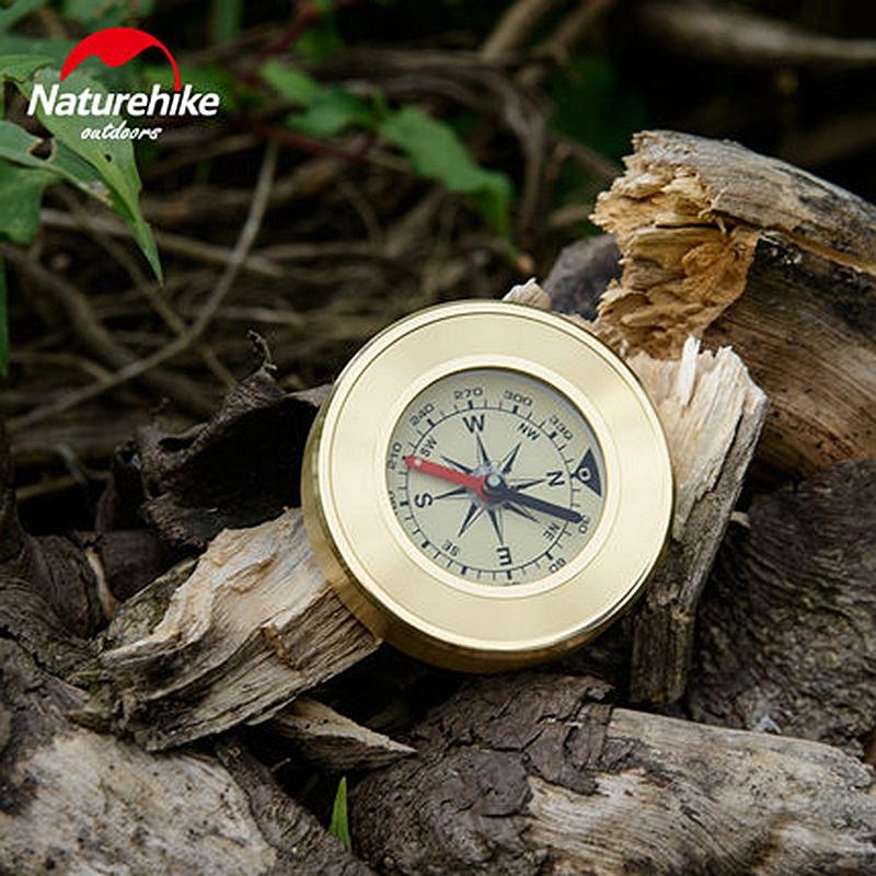 NatureHike Mini Military Camping Marching Lensatic Compass Magnifier Gold Wild Survival Navigation Noctilucent