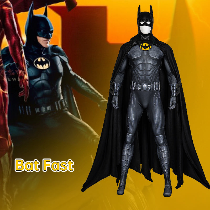 Hero Armor Outfit Michael Keaton Bruce Cosplay Costume Black Leather Jumpsuit Boots Cowl Full Set Halloween Suit Custom