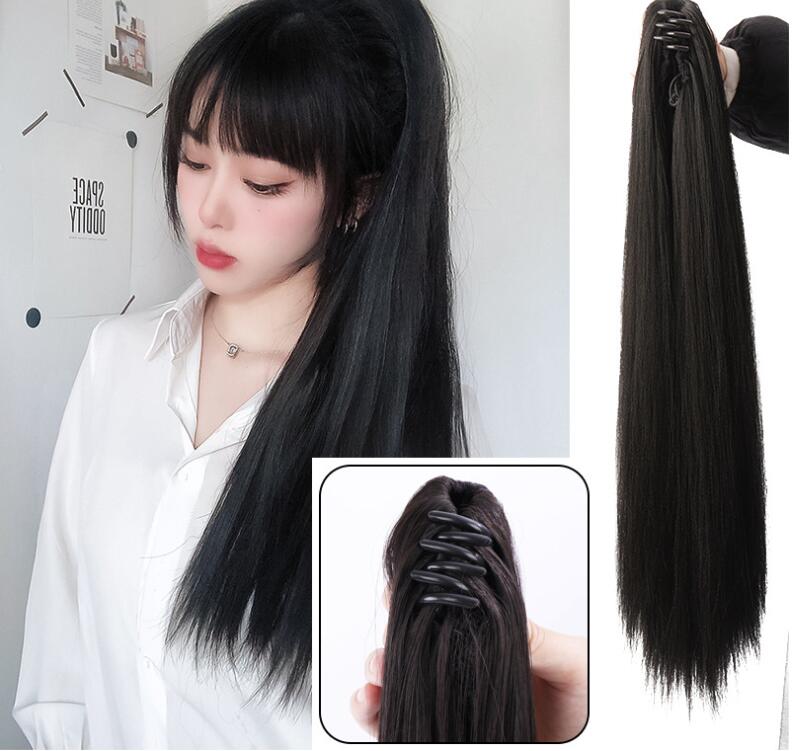 Grab clip ponytail wig female straight hair ponytail mini small grab clip ponytail long straight hair 
wig high ponytail