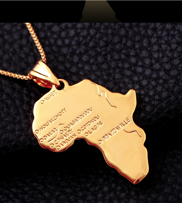 Map Pendant Necklace African Maps Hiphop Necklace