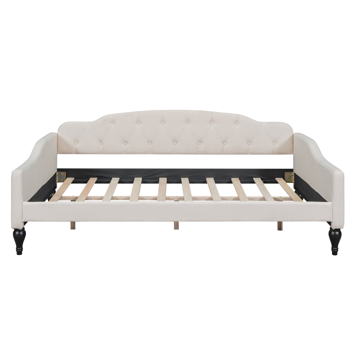 Full Size Upholstered Tufted Daybed Beige