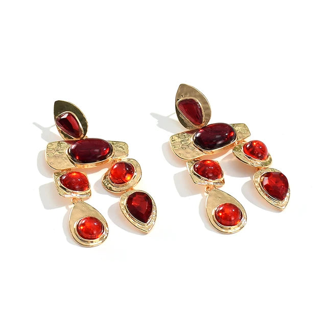 New Metal Colorful Stone Earrings High-quality Crystal Dangle Long Drop Earring Jewelry Accessories For Women Wholesale