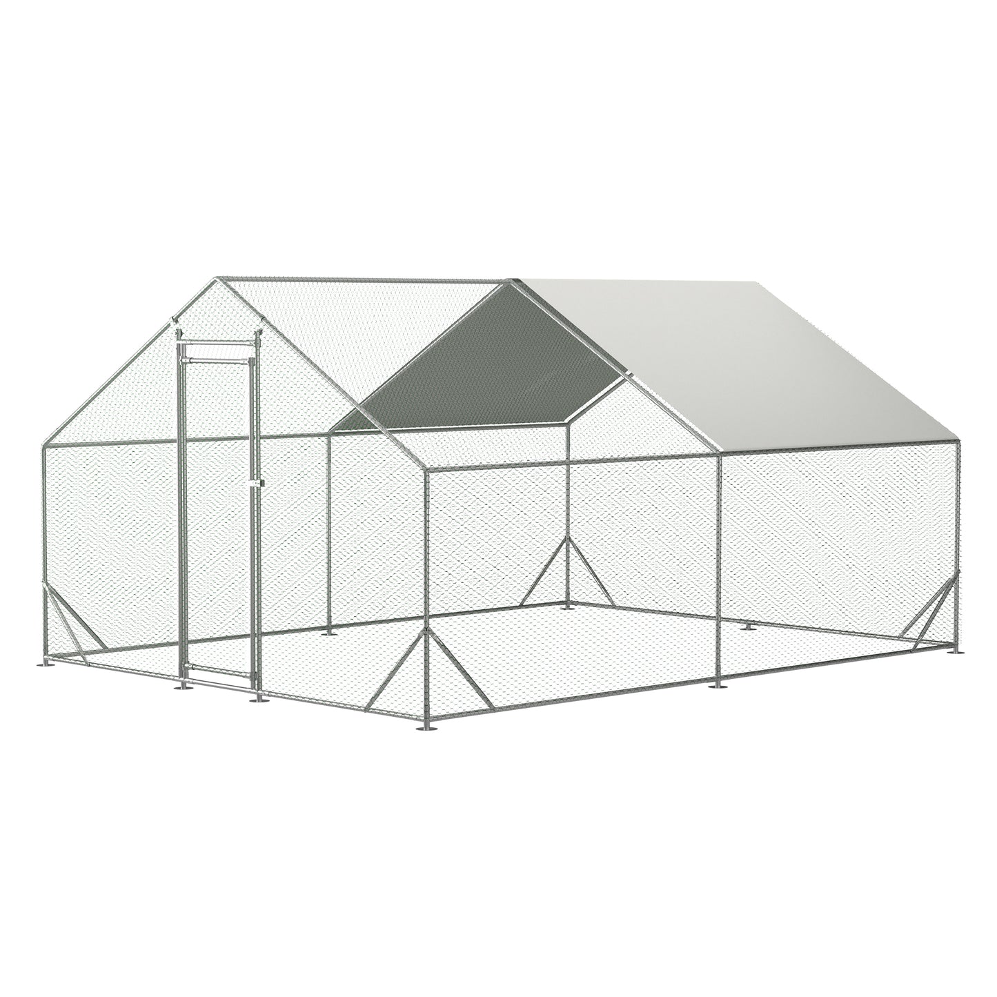 Large metal chicken cage, galvanized iron ribbon waterproof and UV resistant cover (10 'long x 13' wide x 6.56 'high)