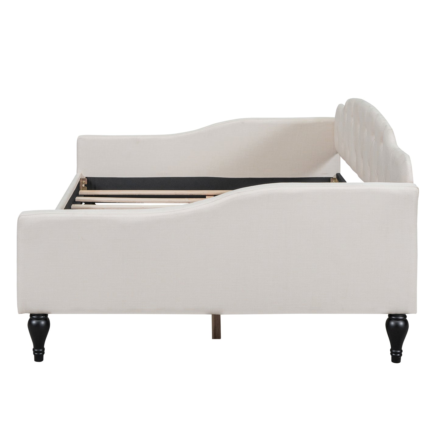 Full Size Upholstered Tufted Daybed Beige