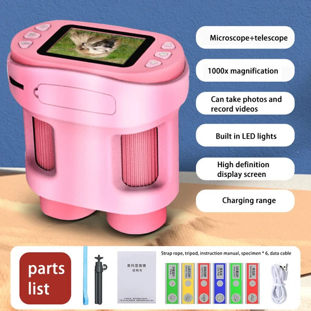 Handheld portable with screen can take photos microscope children's toys can see bacteria 1000 times