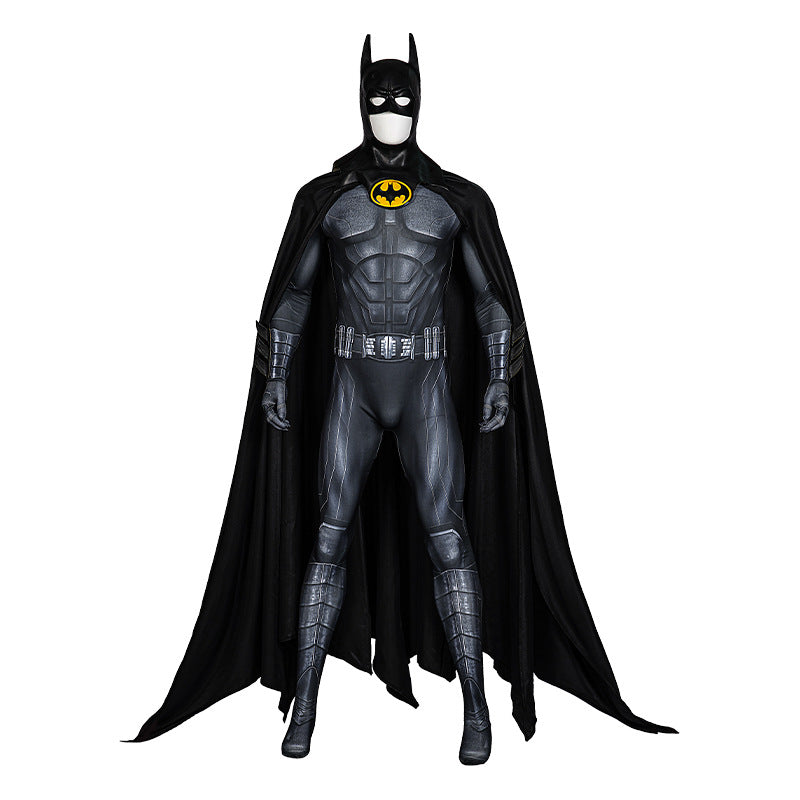 Hero Armor Outfit Michael Keaton Bruce Cosplay Costume Black Leather Jumpsuit Boots Cowl Full Set Halloween Suit Custom