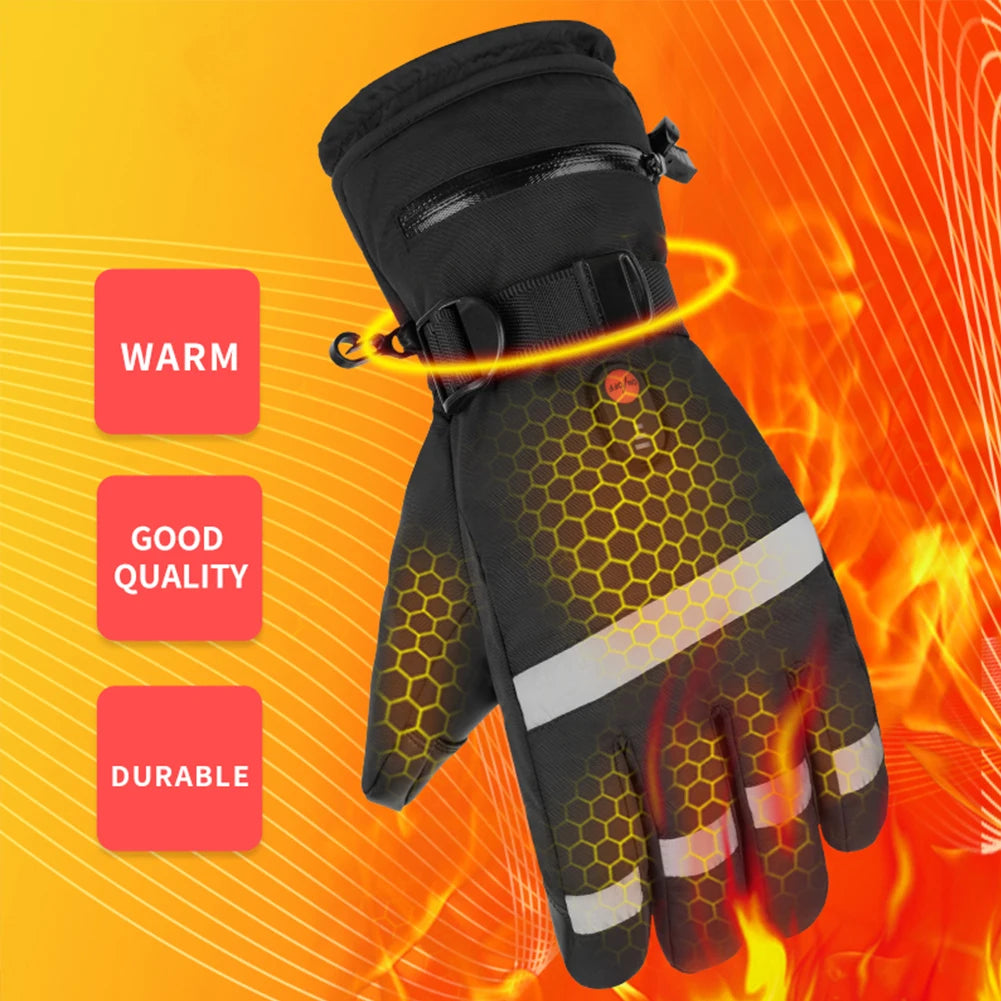 Heated gloves with touch screen charging and five finger heating for sports skiing electrically heated and warm gloves