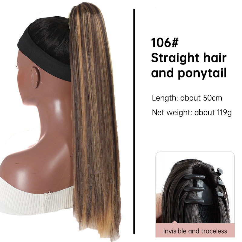 Grab clip ponytail wig female straight hair ponytail mini small grab clip ponytail long straight hair 
wig high ponytail