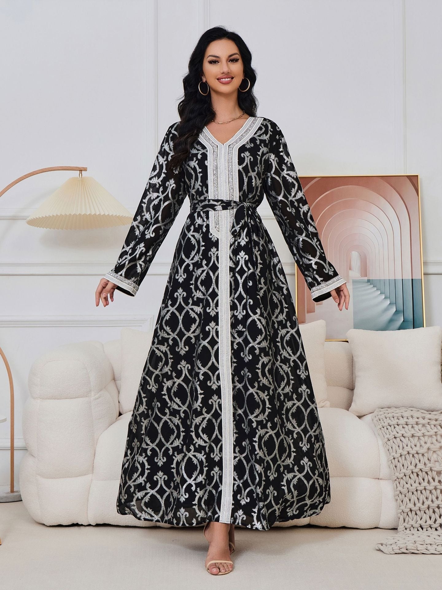 Muslim hem gilded robe dress