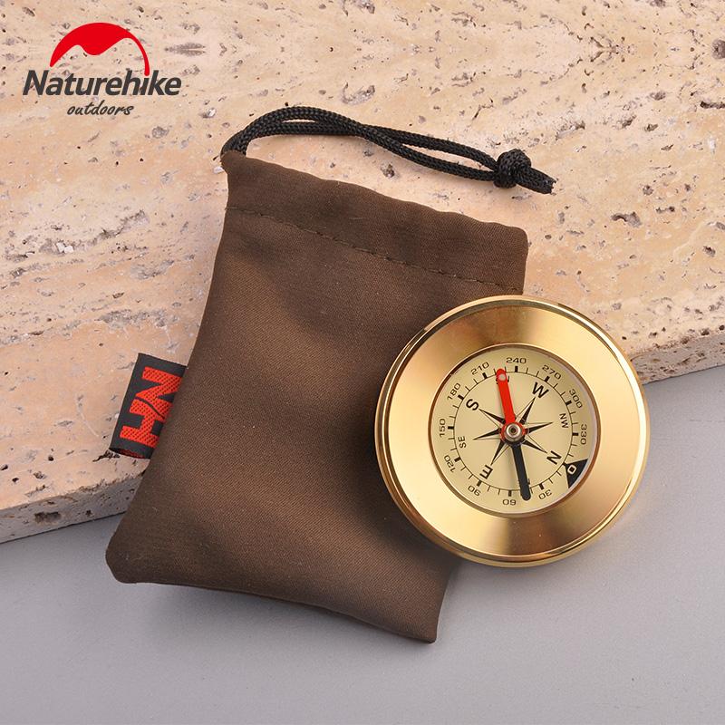 NatureHike Mini Military Camping Marching Lensatic Compass Magnifier Gold Wild Survival Navigation Noctilucent