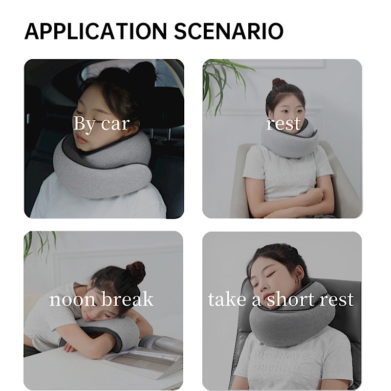 Travel Neck Pillow Memory Foam U-shaped Pillow Snail Style Travel Neck Support Portable Adjustable Soft Noon Break Sleep Pillows