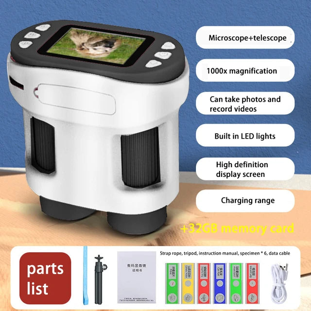 Handheld portable with screen can take photos microscope children's toys can see bacteria 1000 times