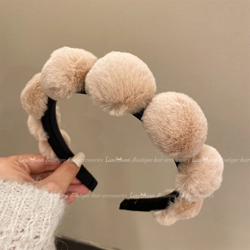 Retro plush hair hoop women's headband compression headband accessories