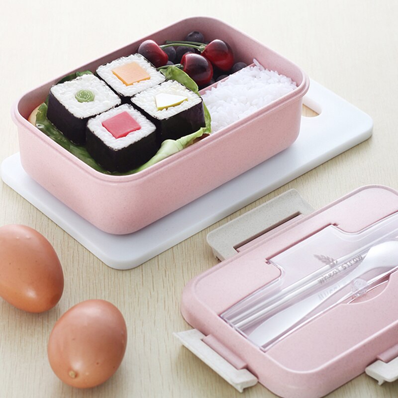 Lunch Box Food Container Bento Box Heated Lunchbox Kids Lunchbox Snack Straw Wheat Korean Sealed Student Plastic Box for Food