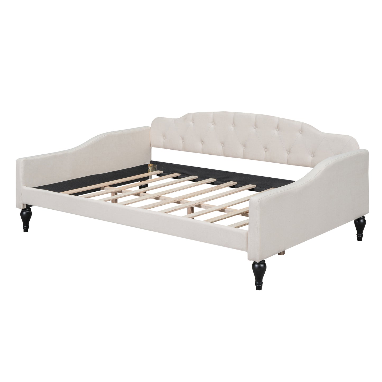 Full Size Upholstered Tufted Daybed Beige