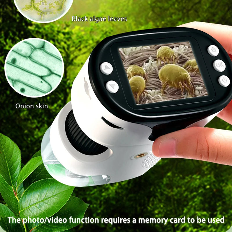 Handheld portable with screen can take photos microscope children's toys can see bacteria 1000 times