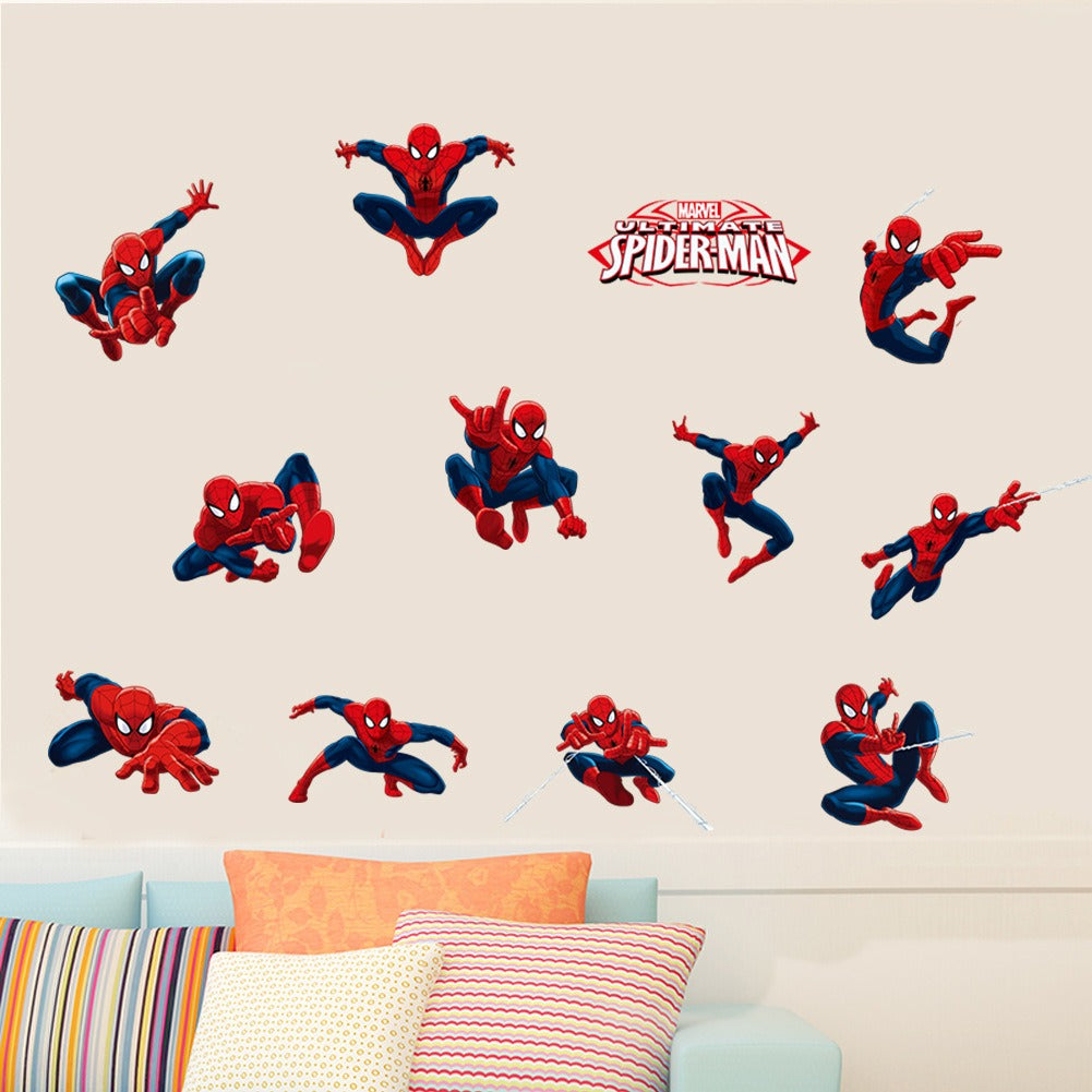 Spider Man Children's Room Bedroom Background Cartoon Wall Sticker