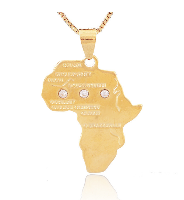 Map Pendant Necklace African Maps Hiphop Necklace