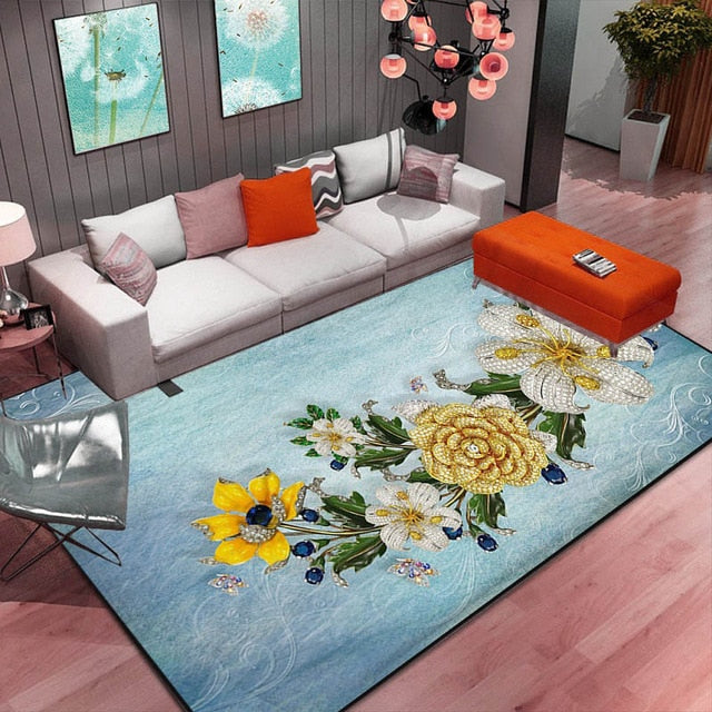 High Quality Abstract Flower Art Carpet For Living Room Bedroom Anti-slip Floor Mat Fashion Kitchen Carpet Area Rugs