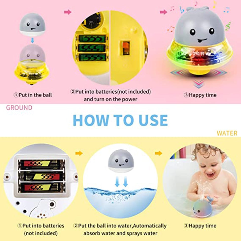 Baby Bath Toys Spray Water Shower Swim Pool Bathing Toys for Kids Electric Whale Bath Ball with Light Music LED Light Toys Gift