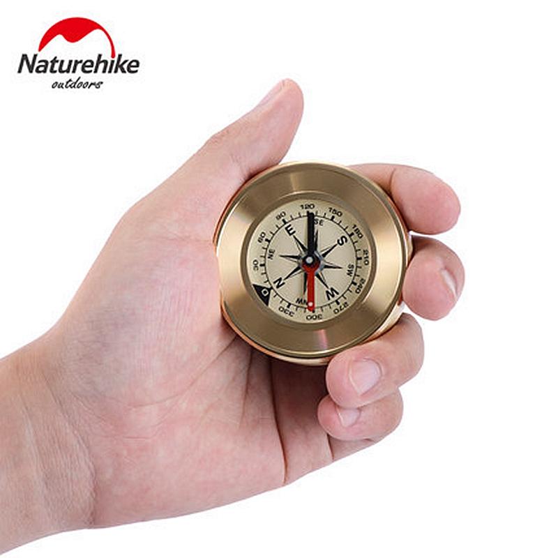 NatureHike Mini Military Camping Marching Lensatic Compass Magnifier Gold Wild Survival Navigation Noctilucent