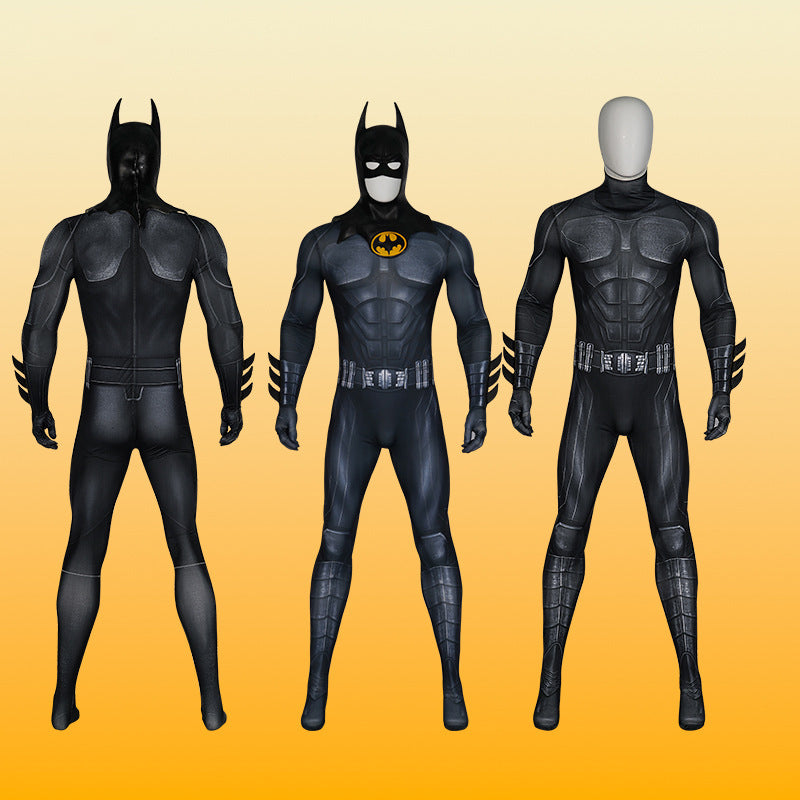 Hero Armor Outfit Michael Keaton Bruce Cosplay Costume Black Leather Jumpsuit Boots Cowl Full Set Halloween Suit Custom