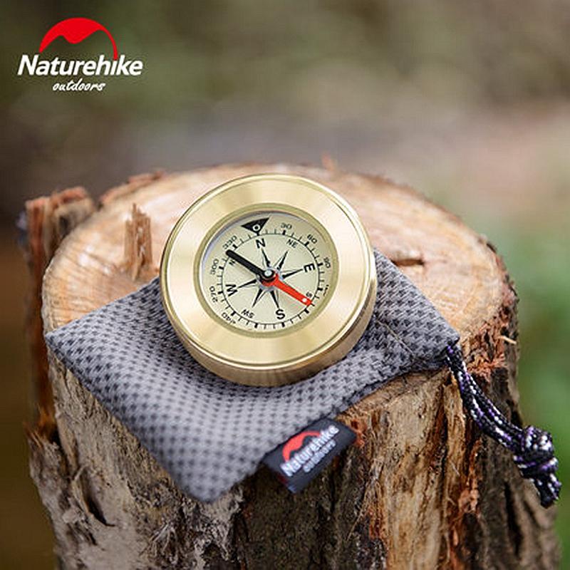 NatureHike Mini Military Camping Marching Lensatic Compass Magnifier Gold Wild Survival Navigation Noctilucent