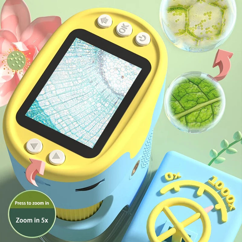 Handheld portable with screen can take photos microscope children's toys can see bacteria 1000 times