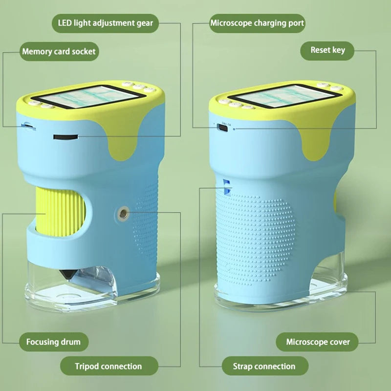 Handheld portable with screen can take photos microscope children's toys can see bacteria 1000 times