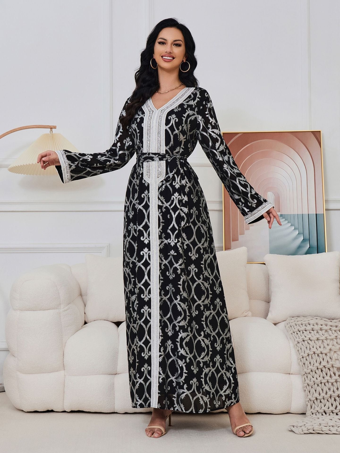 Muslim hem gilded robe dress