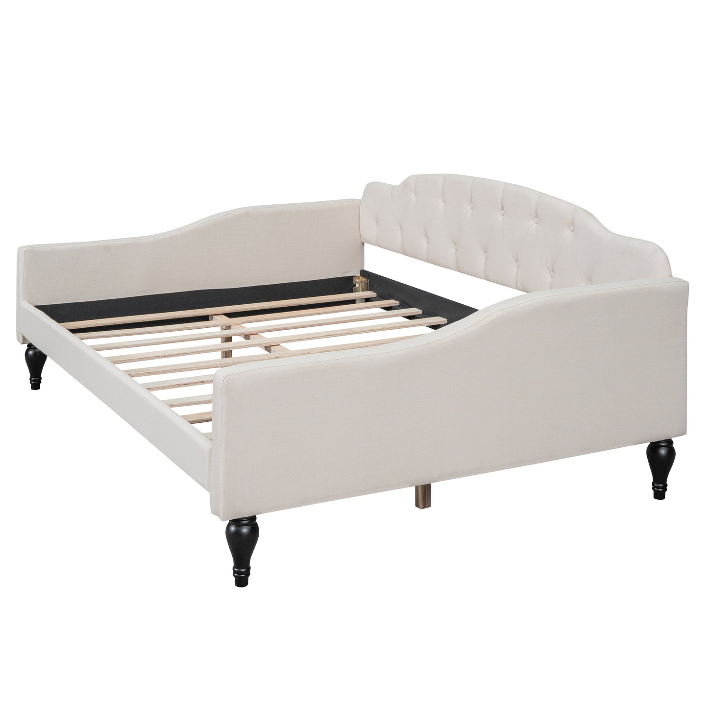 Full Size Upholstered Tufted Daybed Beige