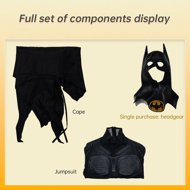 Hero Armor Outfit Michael Keaton Bruce Cosplay Costume Black Leather Jumpsuit Boots Cowl Full Set Halloween Suit Custom