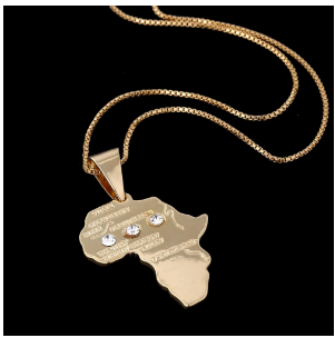 Map Pendant Necklace African Maps Hiphop Necklace