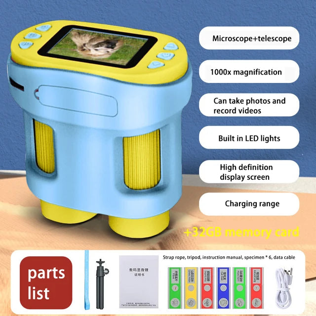 Handheld portable with screen can take photos microscope children's toys can see bacteria 1000 times