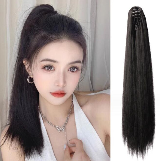 Grab clip ponytail wig female straight hair ponytail mini small grab clip ponytail long straight hair 
wig high ponytail