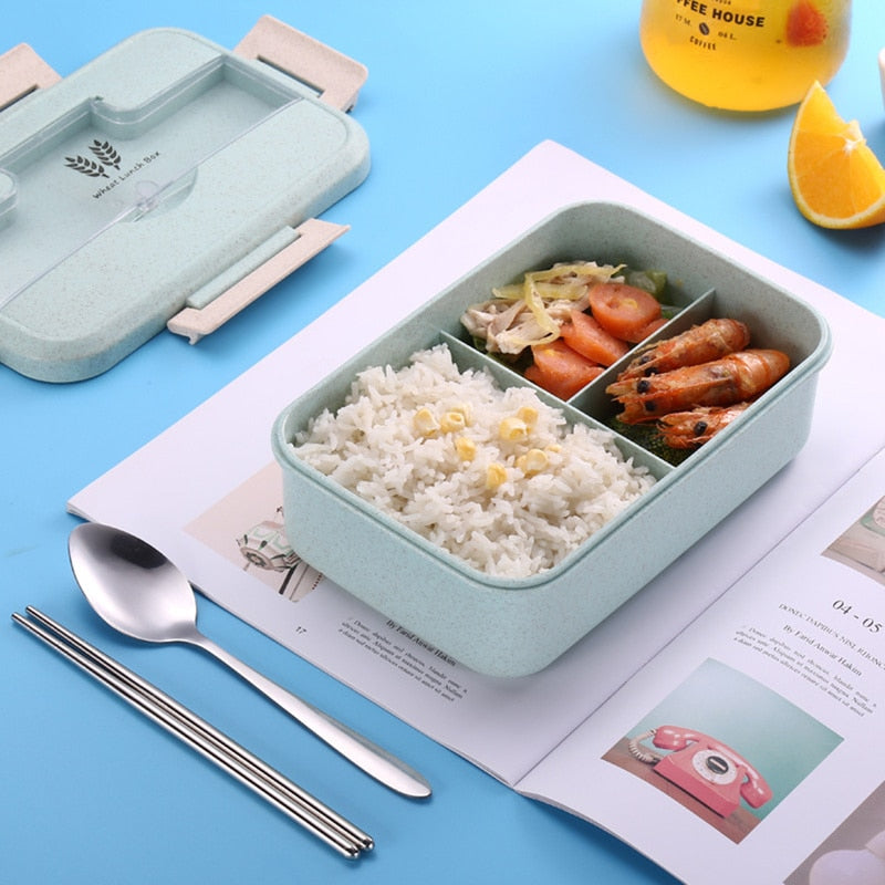 Lunch Box Food Container Bento Box Heated Lunchbox Kids Lunchbox Snack Straw Wheat Korean Sealed Student Plastic Box for Food