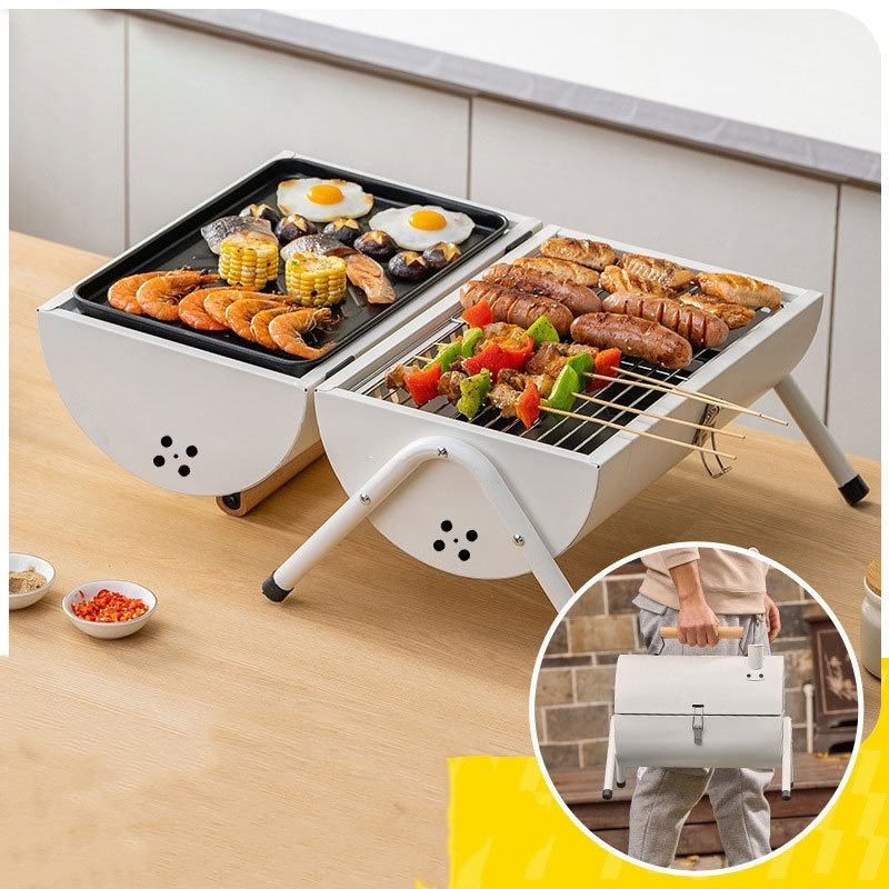 Outdoor portable double-sided barbecue stove camping home charcoal barbecue pre meat barbecue rack