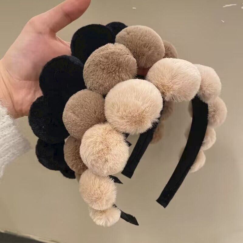 Retro plush hair hoop women's headband compression headband accessories