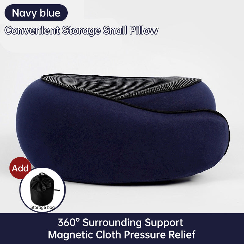 Travel Neck Pillow Memory Foam U-shaped Pillow Snail Style Travel Neck Support Portable Adjustable Soft Noon Break Sleep Pillows